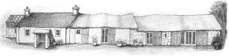 Line drawing of Ffynnon Clun, a Pembrokeshire longhouse