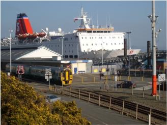 Boat train reaches Fishguard, Irish Ferry already docked 