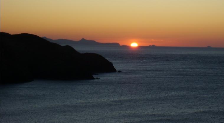 Sun setting in the Atlantic at Strumble Head, Pembrokeshire